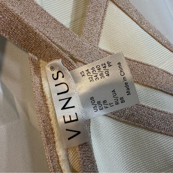 VENUS Cream and Pink Halter Bodycon Dress - Picture 2 of 11